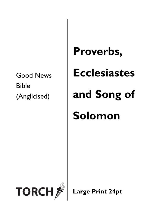 BIBLE GNB (20-22) Proverbs, Ecclesiastes & Song of Solomon (24pt)